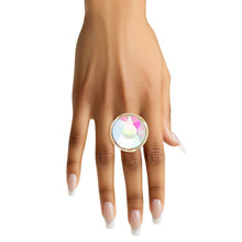 Cargar imagen en el visor de la galería, Cocktail Round Cut Aurbo Crystal Gold Stretch Ring
