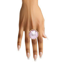 Cargar imagen en el visor de la galería, Cocktail Round Cut Pink Crystal Gold Stretch Ring
