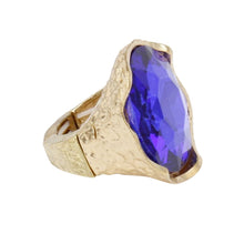 Cargar imagen en el visor de la galería, Cocktail Round Cut Blue Crystal Gold Stretch Ring
