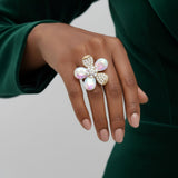 Cocktail Ring Aurbo Teardrop Crystal Flower Design