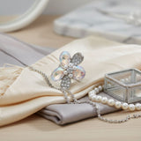 Cocktail Ring Silver Aurbo Teardrop Crystal Flower