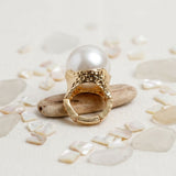 Jumbo Cream Faux Pearl Stretch Cocktail Ring