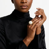 Jumbo Cream Faux Pearl Stretch Cocktail Ring