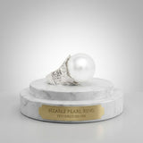 Jumbo White Faux Pearl Stretch Cocktail Ring