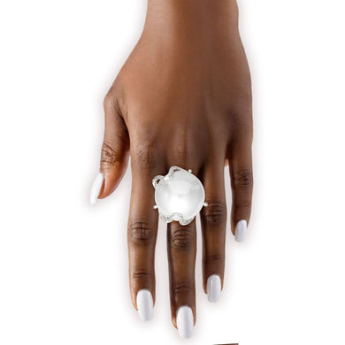Cocktail White Power Pearl Gold Stretch Ring