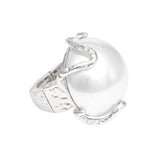 Cocktail White Power Pearl Gold Stretch Ring