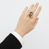 Domed Brown Leopard Stretch Gold Cocktail Ring