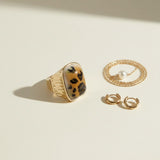 Domed Brown Leopard Stretch Gold Cocktail Ring