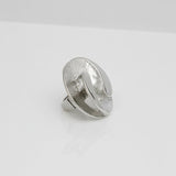 Cocktail Ring Large Silver 3D Yin-Yang Stretch Fit