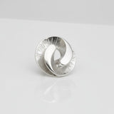 Cocktail Ring Large Silver 3D Yin-Yang Stretch Fit