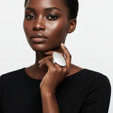 XL Matte Silver Irregular Oval Statement Ring