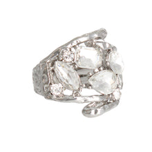 Load image into Gallery viewer, Cocktail Ring Silver Loop Crystal Ring
