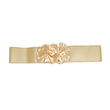 Cargar imagen en el visor de la galería, Belt Gold Wide Flower Buckle Stretch Belt Women
