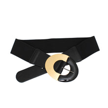Cargar imagen en el visor de la galería, Belt Black Wide Marbled Round Buckle Stretch Women
