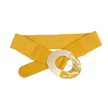 Cargar imagen en el visor de la galería, Belt Yellow Wide Marbled Round Buckle Stretch
