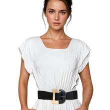 Load image into Gallery viewer, Belt Black Wide Marbled Buckle Stretch for Women
