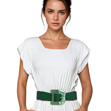 Cargar imagen en el visor de la galería, Belt Green Wide Marbled Buckle Stretch for Women
