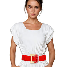 Load image into Gallery viewer, Belt Red Wide Marbled Buckle Stretch for Women

