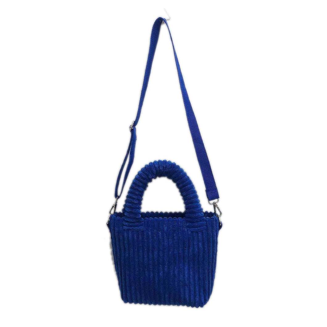ZPB & SGRHO Blue Corduroy Small Tote Handbag