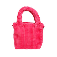 Load image into Gallery viewer, AKA Pink Corduroy Small Tote Green Strap Handbag
