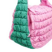 Cargar imagen en el visor de la galería, AKA Sorority Large Pink Green Quilted Shoulder Bag
