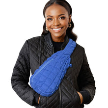 Cargar imagen en el visor de la galería, Quilted Sling Bag Blue Crossbody Bag for Women
