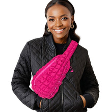 Cargar imagen en el visor de la galería, Quilted Sling Bag Fuchsia Crossbody Bag for Women
