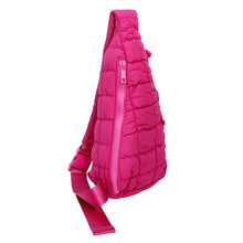 Cargar imagen en el visor de la galería, Quilted Sling Bag Fuchsia Crossbody Bag for Women
