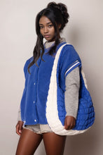 Load image into Gallery viewer, ZPB Sorority Large Blue Ivory Quilted Shoulder Bag
