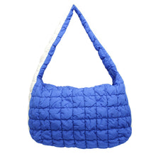 Load image into Gallery viewer, ZPB Sorority Large Blue Ivory Quilted Shoulder Bag
