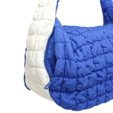 Load image into Gallery viewer, ZPB Sorority Large Blue Ivory Quilted Shoulder Bag

