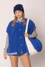 Load image into Gallery viewer, ZPB Sorority Large Blue Ivory Quilted Shoulder Bag

