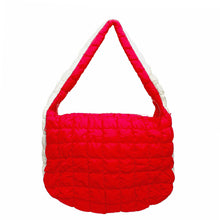Load image into Gallery viewer, DST Sorority Large Red Ivory Quilted Shoulder Bag
