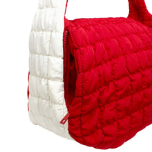 Load image into Gallery viewer, DST Sorority Large Red Ivory Quilted Shoulder Bag
