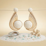 Egyptian Wing with Ivory Raffia Drop Earrings