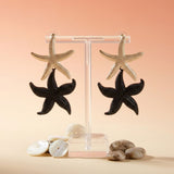 White and Black Starfish Drop Earrings