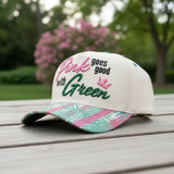 Pink Goes Good with Green Baseball Cap