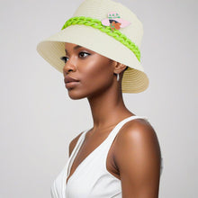 Load image into Gallery viewer, Green Chain Straw Bucket Hat
