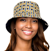 Cargar imagen en el visor de la galería, Navy Geometric Reversible Bucket Hat
