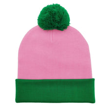 Load image into Gallery viewer, AKA Pink with Green Cuff Beanie
