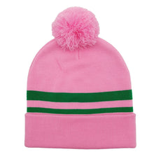 Load image into Gallery viewer, AKA Pink Two Stripe Green Beanie
