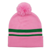 AKA Pink Two Stripe Green Beanie