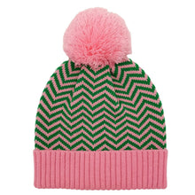 Load image into Gallery viewer, AKA Pink Green Zig-Zag Beanie
