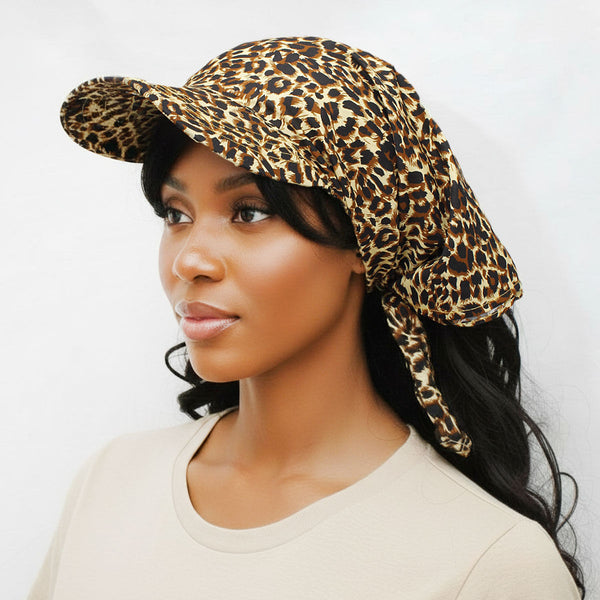 Scarf Baseball Cap Leopard Print Hat for Women