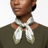 Silky Square Green Palm Tree Print Fashion Scarf