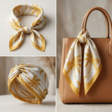 Silky Square Yellow Palm Tree Print Fashion Scarf