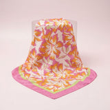 Silky Square Pink and Green Tropical Fashion Scarf