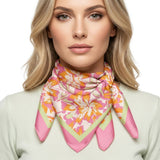 Silky Square Pink and Green Tropical Fashion Scarf