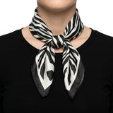 Silky Square Black Cream Zebra Print Fashion Scarf