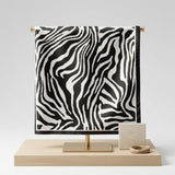 Silky Square Black Cream Zebra Print Fashion Scarf